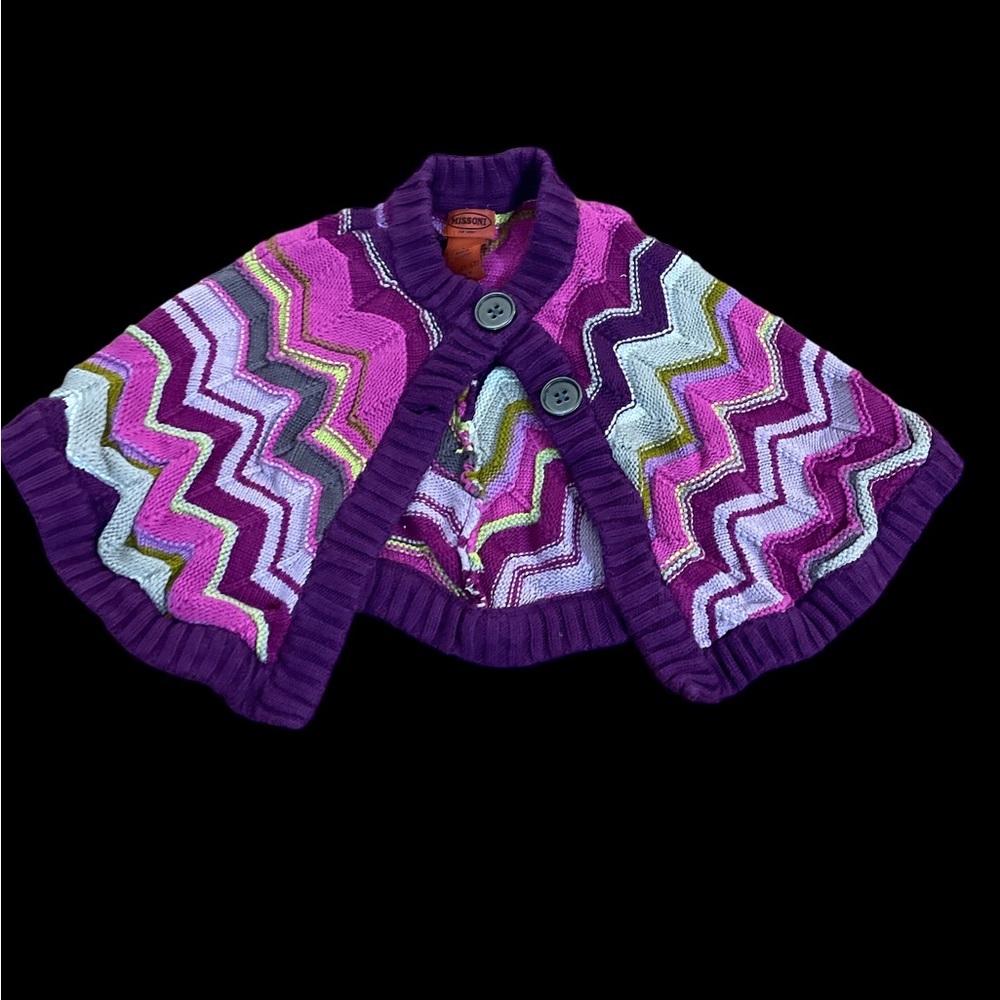 Missoni for Target zig zag crochet caplet sweater cape purples pink yellow 4T-5T